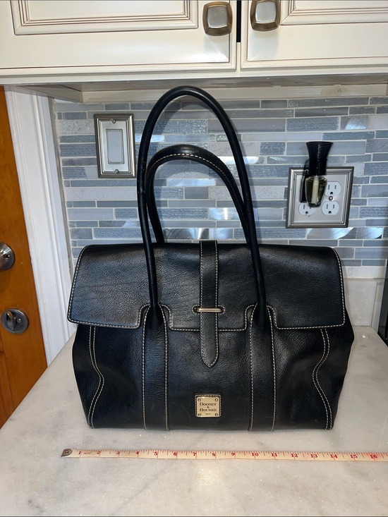 Dooney & Bourke Handbags - Dooney & Bourke Black Pebbled Leather Tote with Contrast Stitching